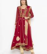 Maroon embroidered georgette salwar