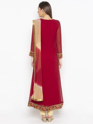 Maroon embroidered georgette salwar 3
