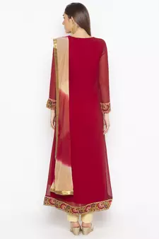 Maroon embroidered georgette salwar