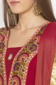 Maroon embroidered georgette salwar