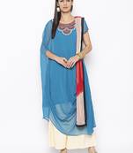 Blue embroidered georgette salwar