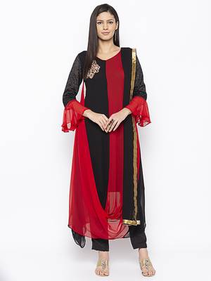 Black embroidered georgette salwar 1