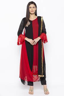 Black embroidered georgette salwar