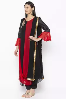 Black embroidered georgette salwar