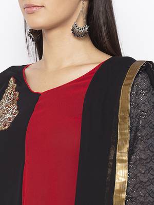 Black embroidered georgette salwar 4