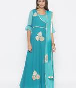 Blue embroidered georgette salwar