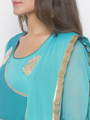 Blue embroidered georgette salwar 4