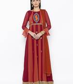 Maroon embroidered georgette salwar