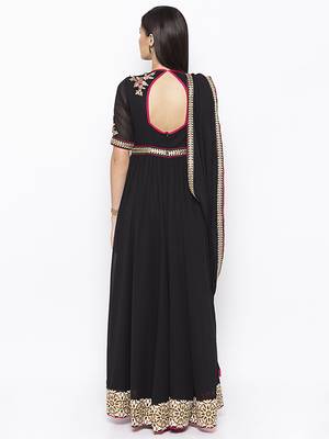 Black embroidered georgette salwar 3