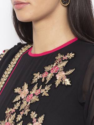 Black embroidered georgette salwar 4