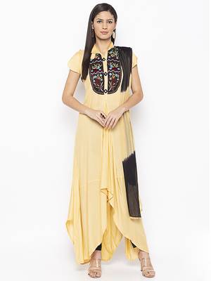 Beige embroidered cotton salwar 1