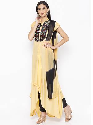 Beige embroidered cotton salwar 2