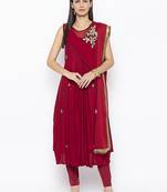 Maroon embroidered cotton salwar