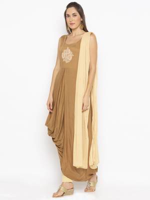 Dark-beige embroidered cotton salwar 2