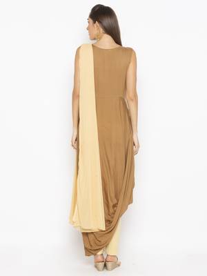 Dark-beige embroidered cotton salwar 3