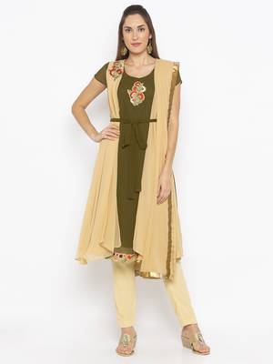Green embroidered georgette salwar 1