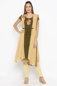 Green embroidered georgette salwar