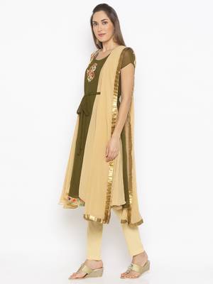 Green embroidered georgette salwar 2