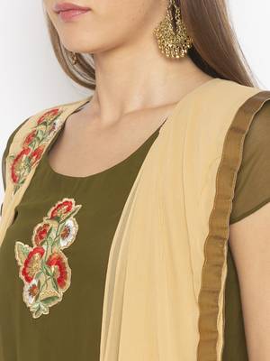 Green embroidered georgette salwar 4