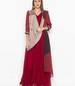 Maroon embroidered georgette salwar