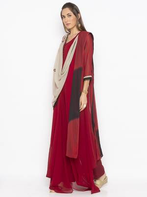 Maroon embroidered georgette salwar 2