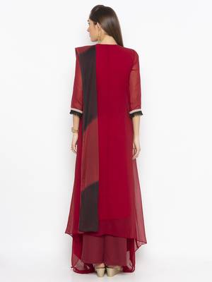 Maroon embroidered georgette salwar 3