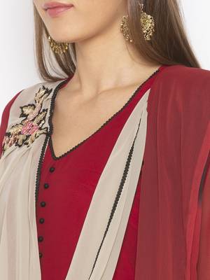 Maroon embroidered georgette salwar 4