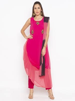 Pink embroidered georgette salwar 1