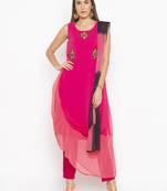Pink embroidered georgette salwar
