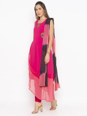 Pink embroidered georgette salwar 2
