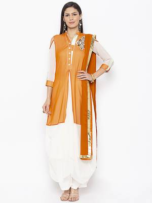 Mustard Embroidered Georgette Punjabi Salwar Suit 1