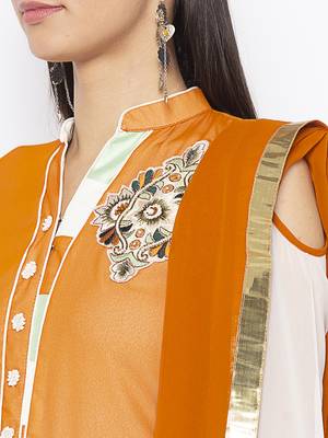 Mustard Embroidered Georgette Punjabi Salwar Suit 4