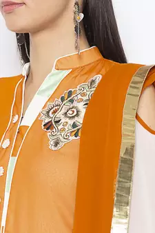 Mustard Embroidered Georgette Punjabi Salwar Suit