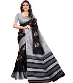 Black printed khadi saree with blouse