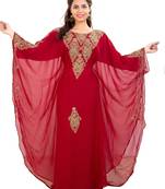 Dark Red Embroidered Farasha