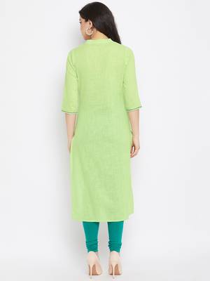 Light-green embroidered cotton embroidered-kurtis 4