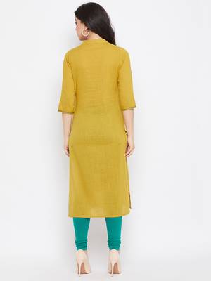 Mustard embroidered cotton embroidered-kurtis 4