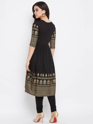 Black printed cotton ethnic-kurtis 5
