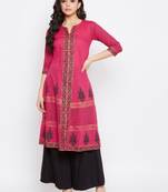 Pink printed cotton cotton-kurtis