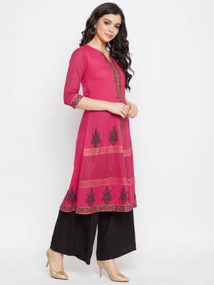 Pink printed cotton cotton-kurtis 4