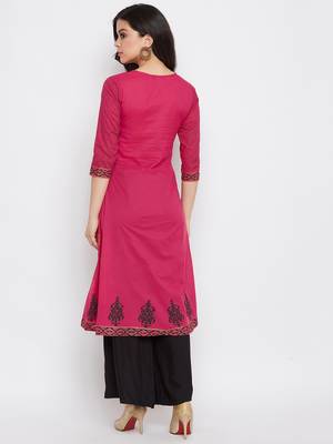 Pink printed cotton cotton-kurtis 5