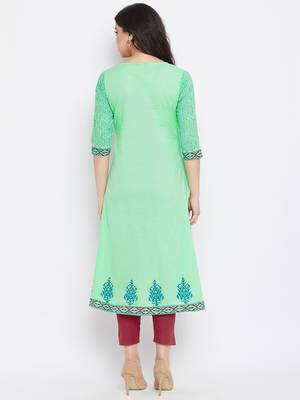 Light-green printed cotton cotton-kurtis 5
