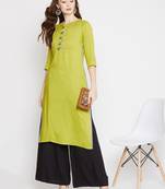 Green plain rayon kurtas-and-kurtis