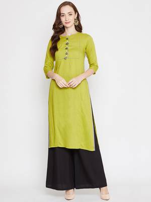 Green plain rayon kurtas-and-kurtis 2