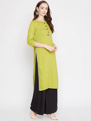 Green plain rayon kurtas-and-kurtis 4
