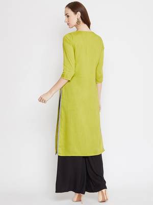 Green plain rayon kurtas-and-kurtis 5