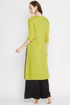 Green plain rayon kurtas-and-kurtis