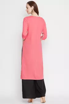Peach plain rayon kurtas-and-kurtis
