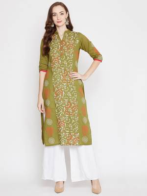 Green printed cotton cotton-kurtis 1
