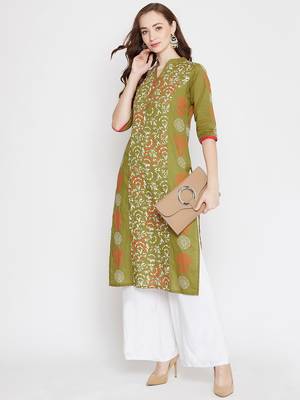 Green printed cotton cotton-kurtis 2